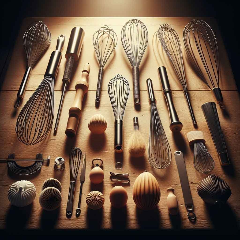 Types-of-Whisks-on-a-table-in-the-kitchen