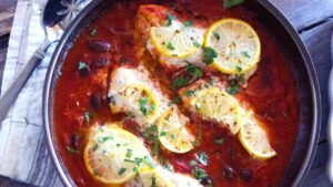 Mediterranean Baked White Fish Fillets with Parmesan Polenta