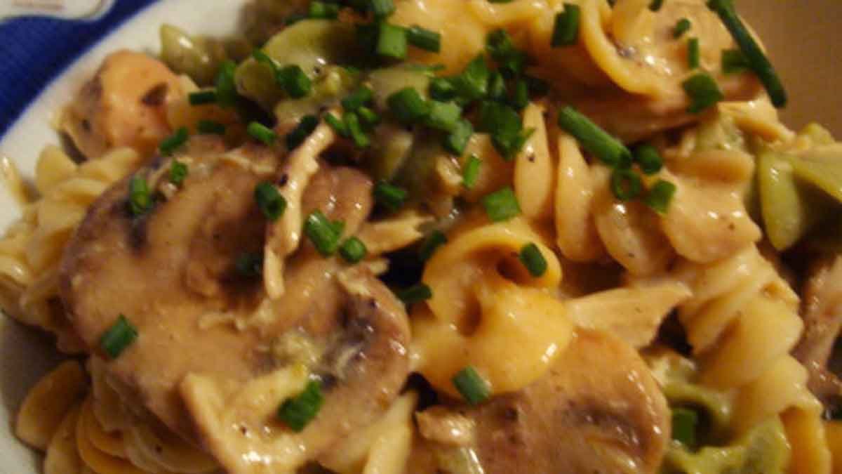 Tasty Asiago Chicken with Mushroom Pasta