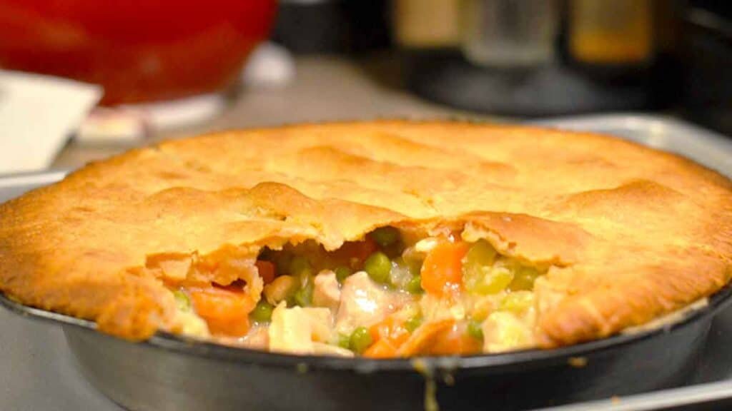 Homemade Chicken Pot Pie in a Cast Iron Skillet