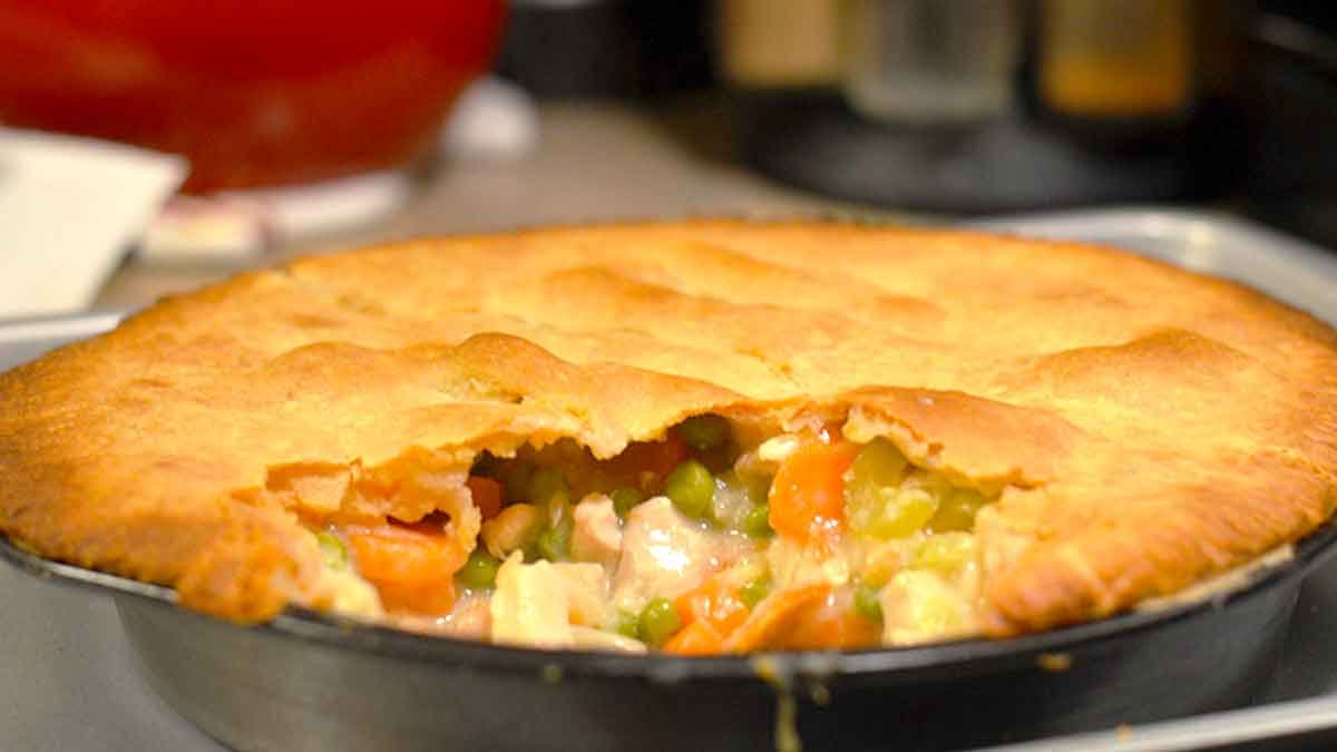 Homemade Chicken Pot Pie In A Cast Iron Skillet