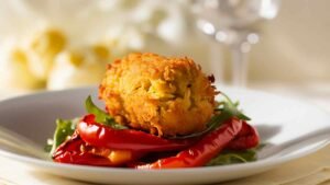 BAKED TUNA CROQUETTES WITH ROASTED RED PEPPER SALAD