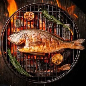 BBQ Barbecue dry heat cooking method for fish