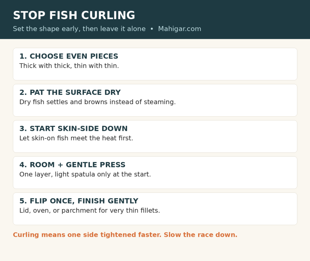 Steps to stop fish curling.